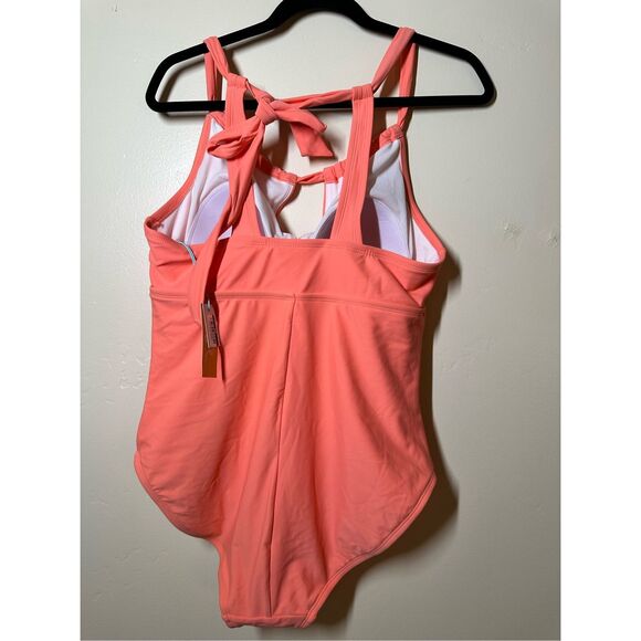 Kona Sol Peachy Pink One Piece Swimsuit With Padding Size 17 New - Picture 3 of 3